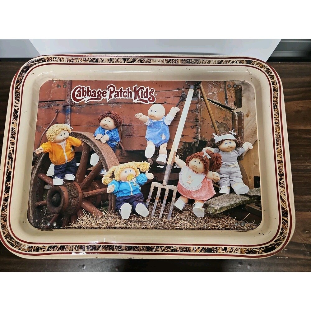 Vintage Cabbage Patch Kids 1984 TV Metal Dinner Tray Child Original Appalachian